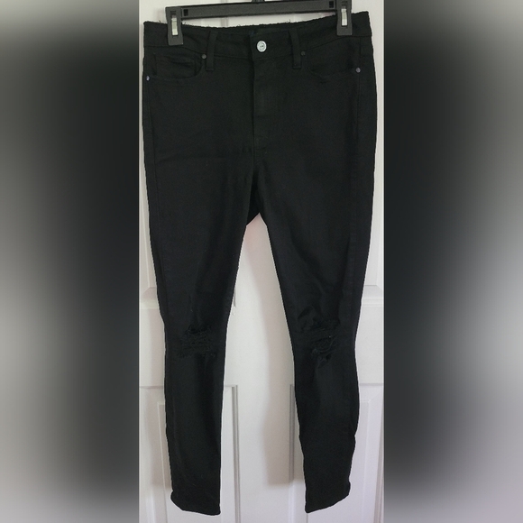 PAIGE Black Distressed Skinny Jeans - Picture 1 of 7